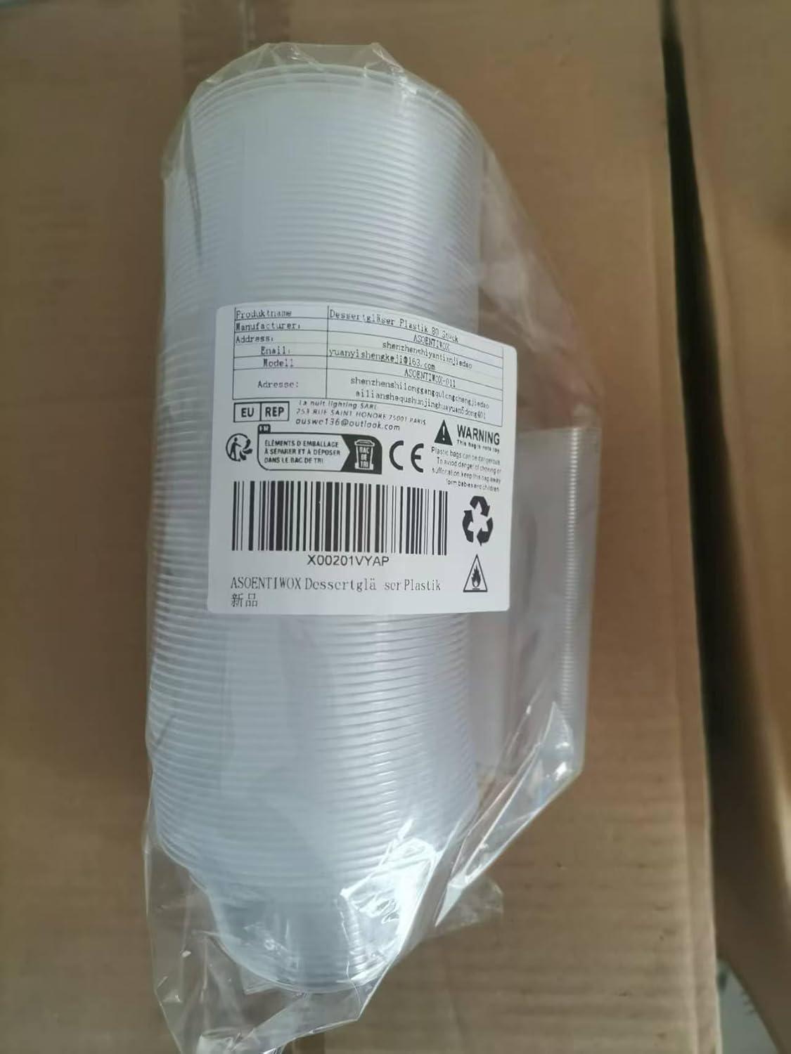 Dessertgläser Plastik 80 Stück 210ML Dessertbecher Hartplastik Eisbecher Buffet Zubehör