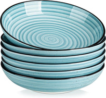 Suppenteller Set Steingut 6er Pastateller Salatschüssel groß Blau