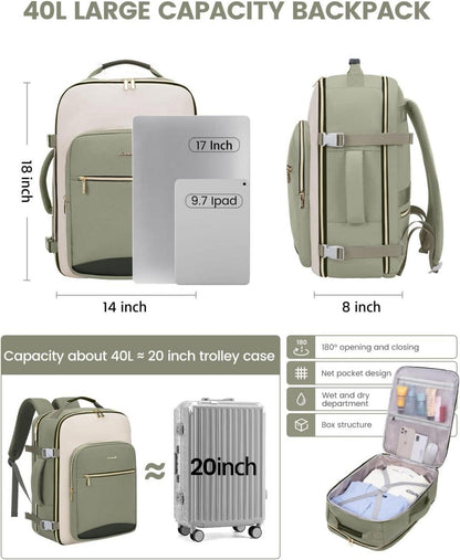 Handgepäck Rucksack 40L Damen Herren Wasserdicht 17 Zoll