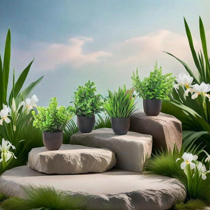 4er Set Künstliche Kunstpflanzen Topf Deko Haus Balkon Büro