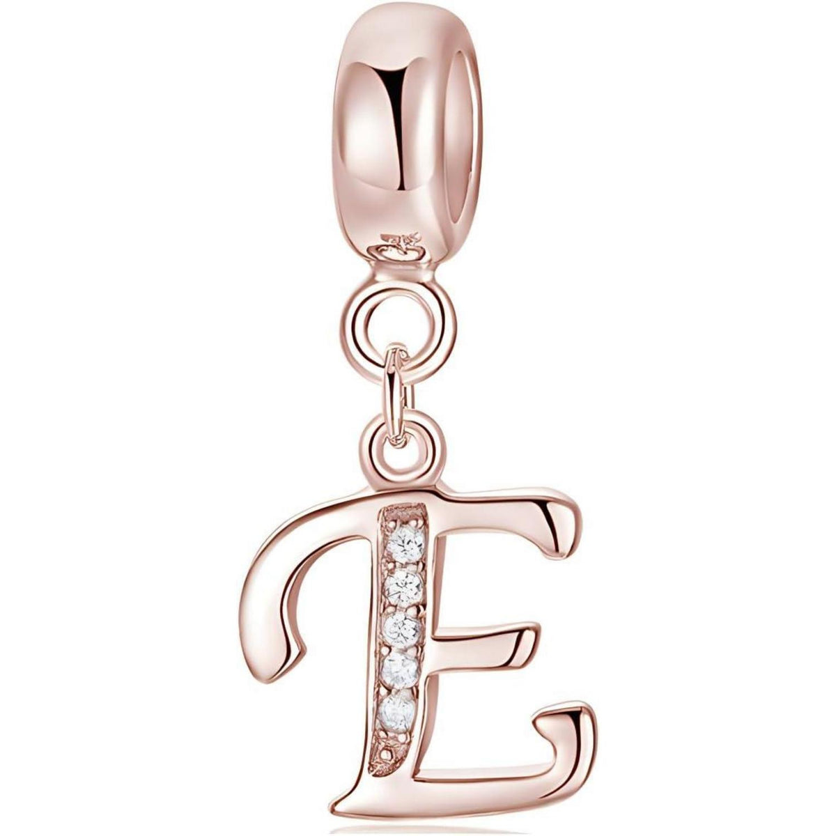 Buchstaben Charm Anhänger 925 Sterling Silber Zirkonia Rose Gold