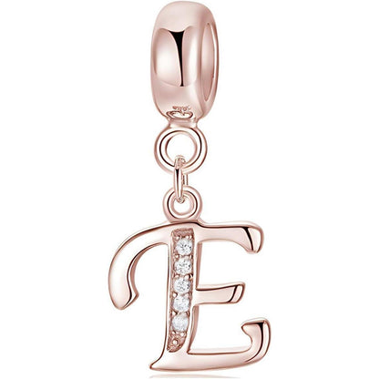 Buchstaben Charm Anhänger 925 Sterling Silber Zirkonia Rose Gold