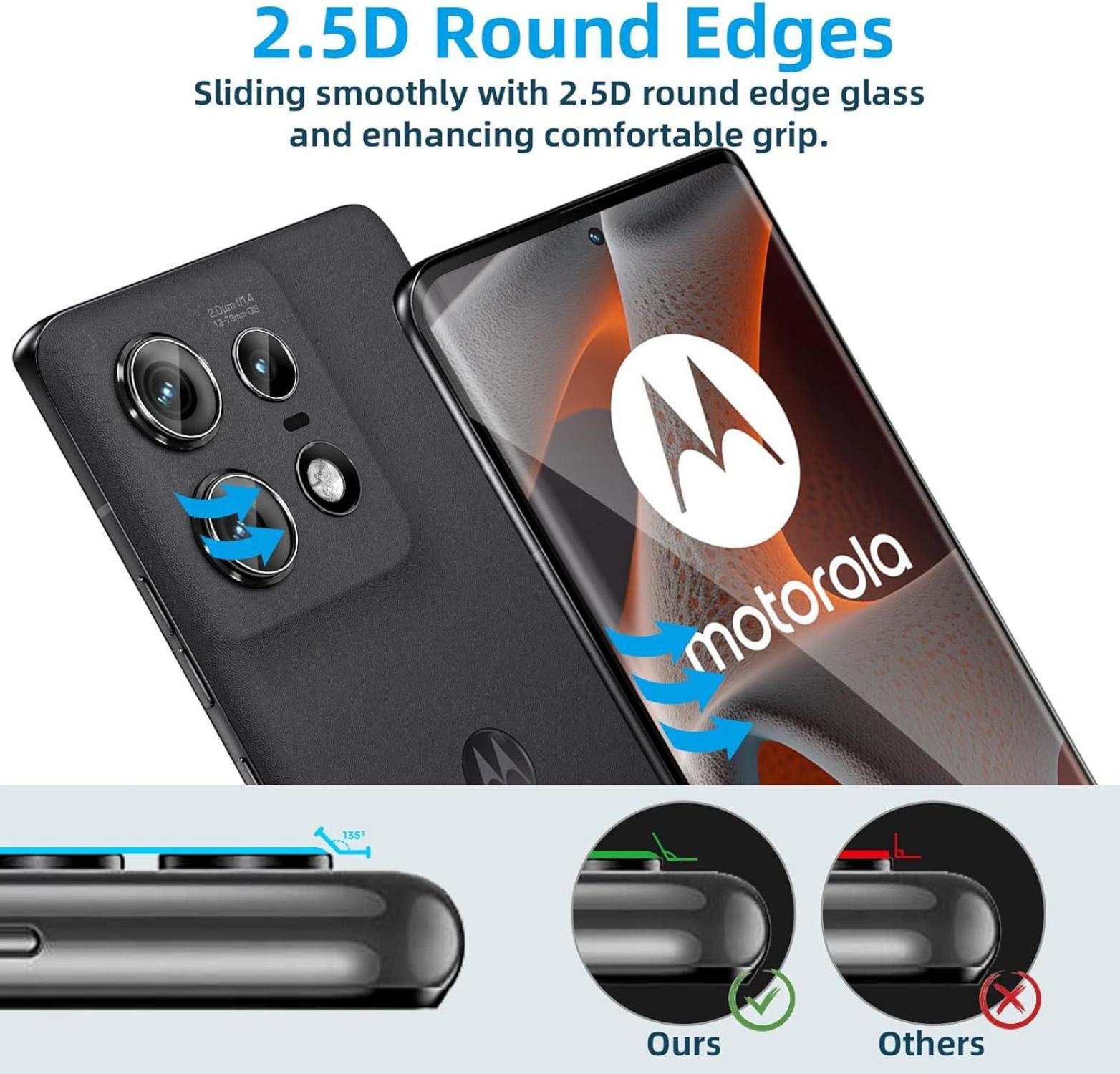 Panzerglas Schutzfolie für Motorola Moto Edge 50 Pro, (2+2) Display