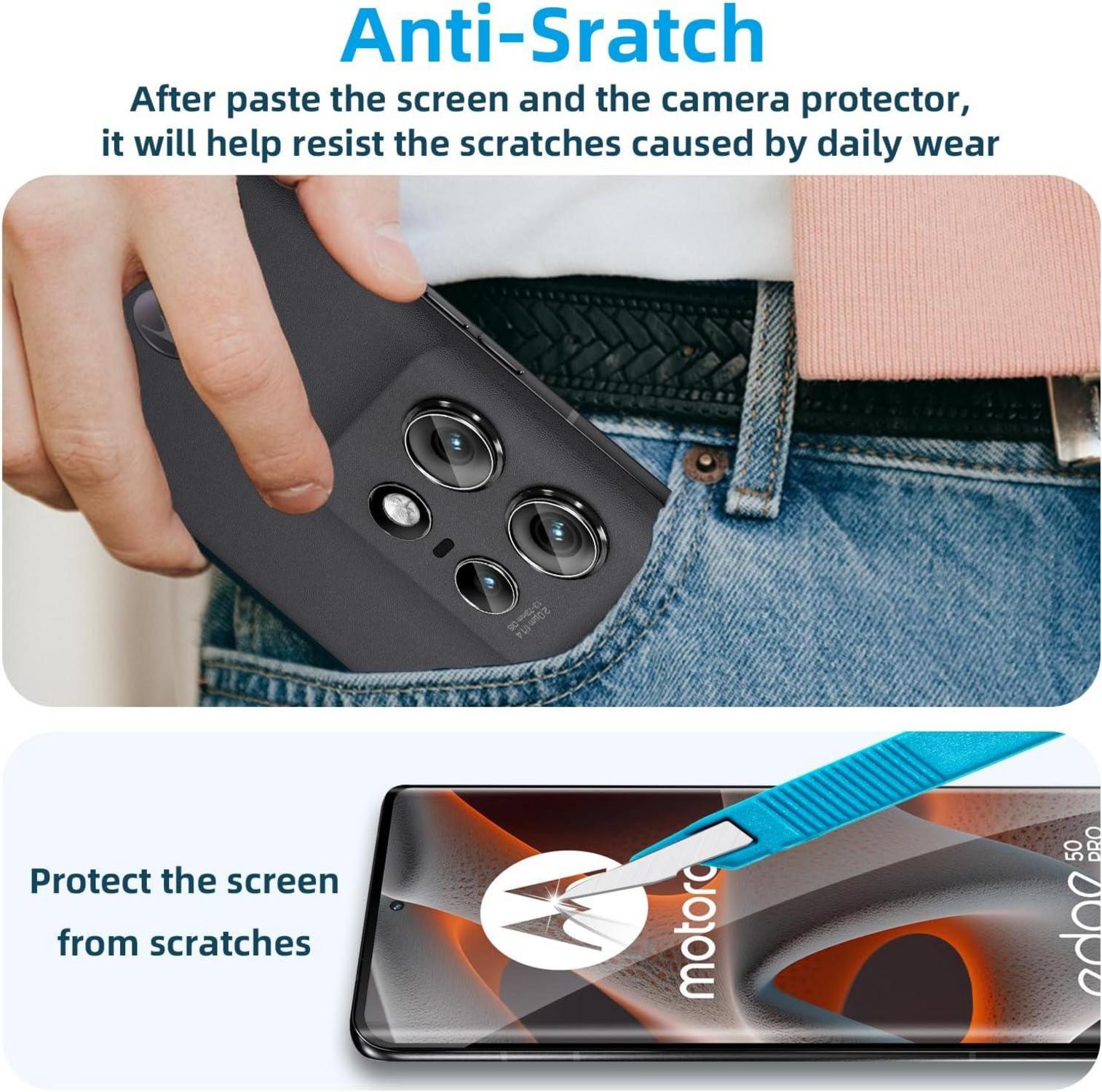 Panzerglas für Motorola Moto Edge 50 Pro + Kameraschutz, 0,33mm Schutzfolie