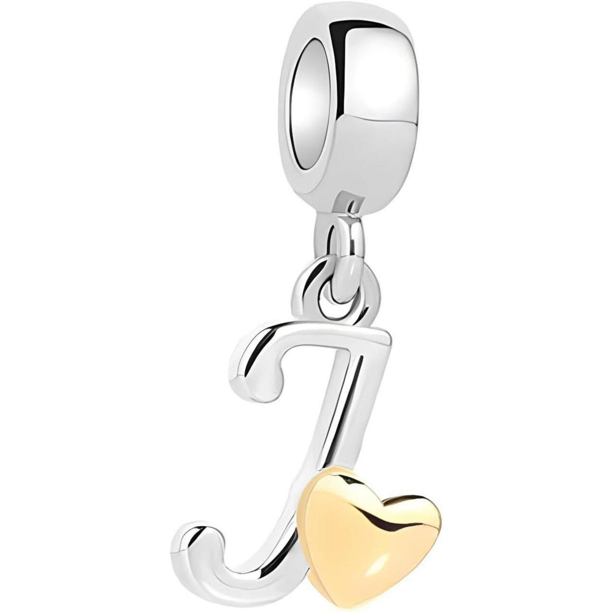 Buchstaben Charm Anhänger mit Gelbem Herz aus 925 Sterlingsilber