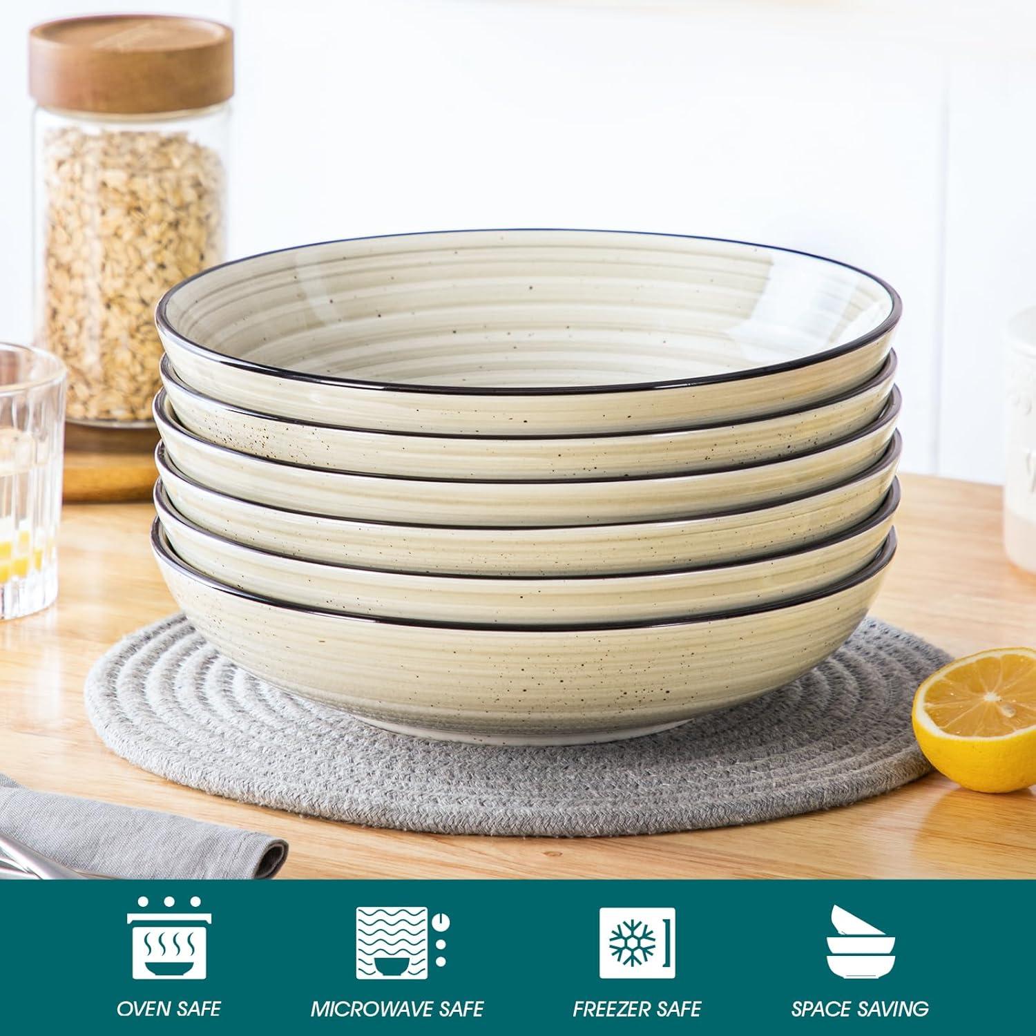 Moderne vancasso Bonbon Suppenteller 6er Set, Steingut groß 1500ml
