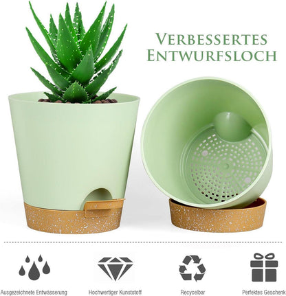 6er Pack Selbstbewässernde Blumentöpfe 15.2cm Grün Untersetzer