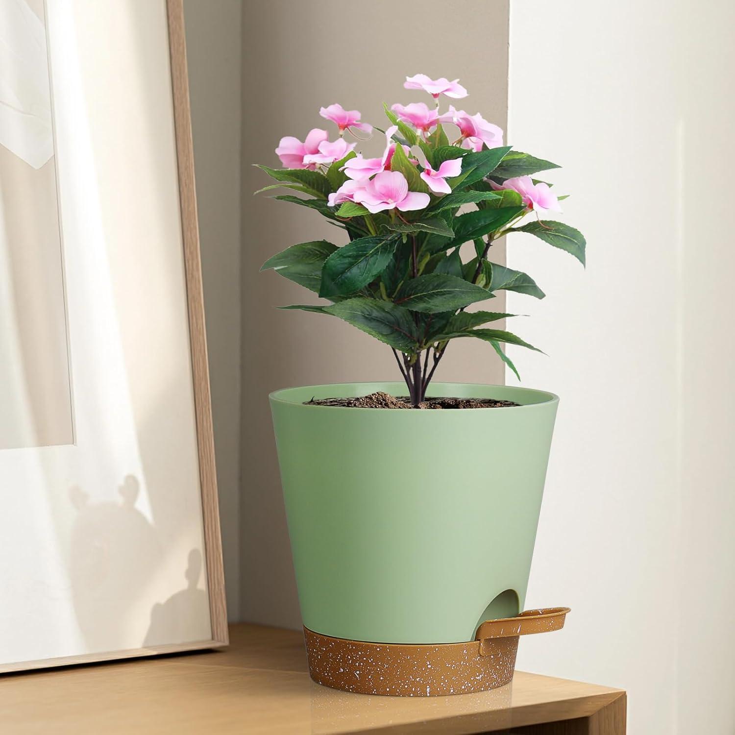 6er Set Selbstbewässernde Pflanzentöpfe 15.2cm Übertopf mit