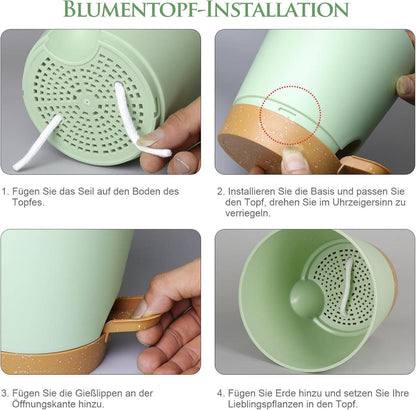 6er Pack Selbstbewässernde Blumentöpfe 15.2cm Grün Untersetzer