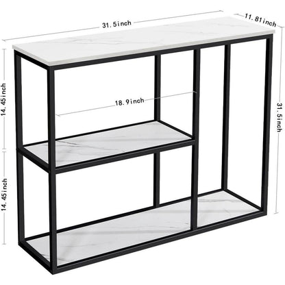 Moderner Konsolentisch mit Marmoroptik & 3 Regalen