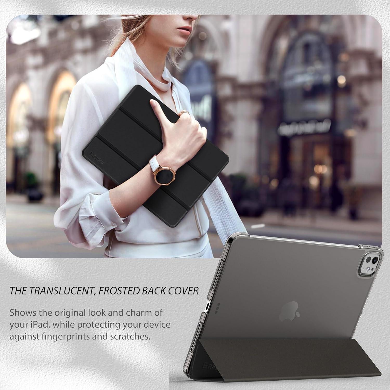 EasyAcc iPad Pro 11 M4 Hülle Ultra Dünn Matt Schwarz Schutz Standfunktion