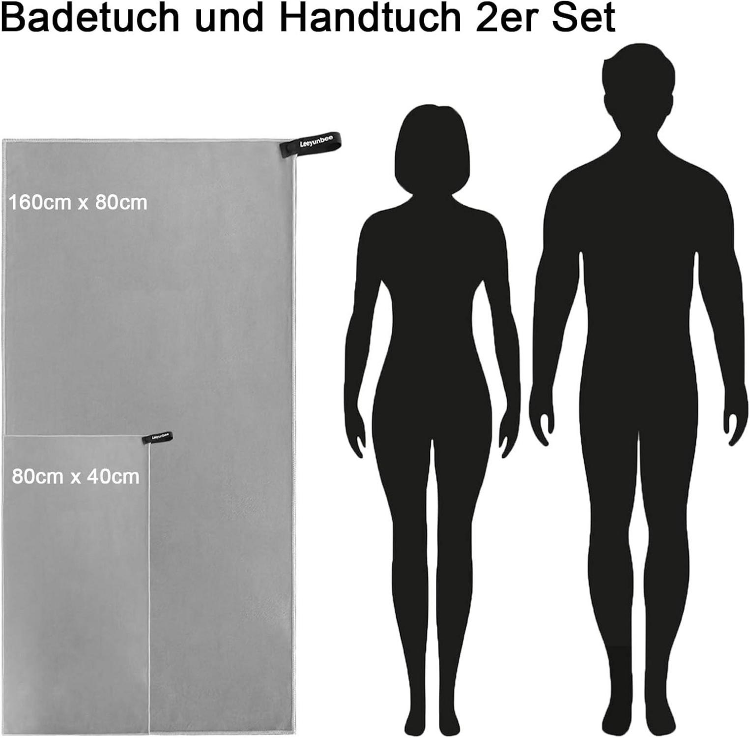 Leeyunbee Mikrofaser Handtuch 2er Set - Schnelltrocknendes Sporthandtuch