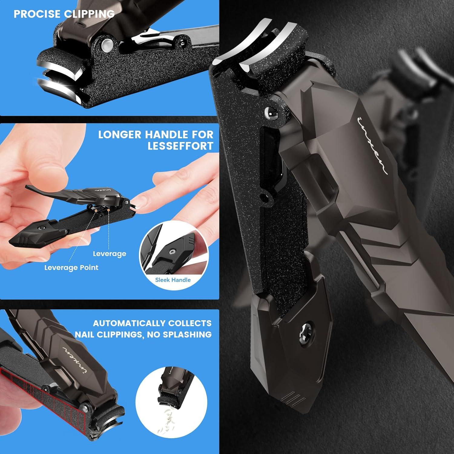 Profi Edelstahl Nagelknipser Set mit Auffangbehälter