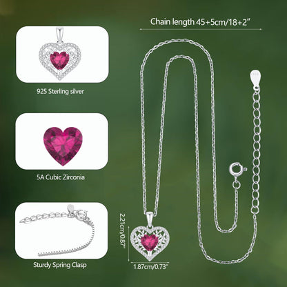 Lebensbaum Herz Kette Damen 925 Sterling Silber Geburtsstein