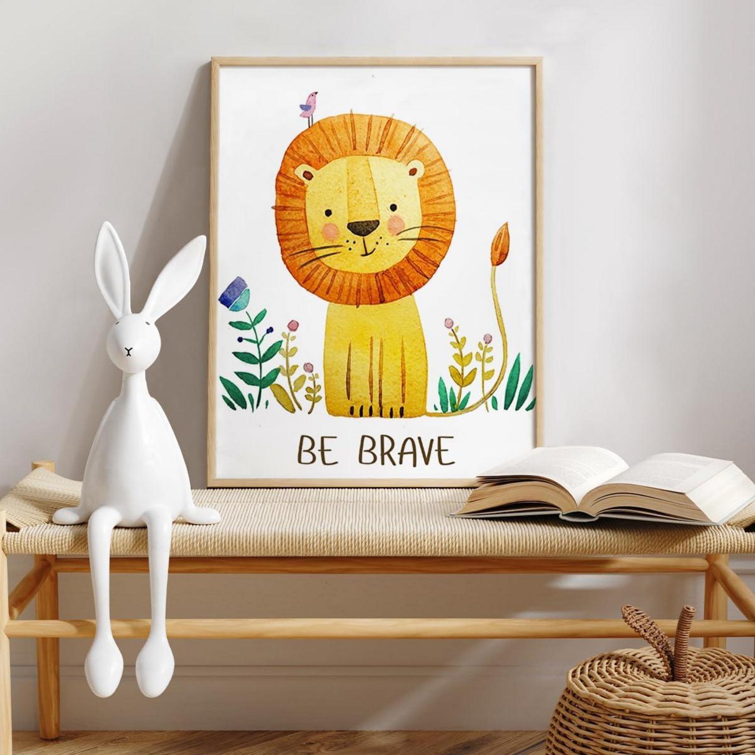 Cartoon Safari Tiere Kunstdrucke 20x25 cm Kinderzimmer