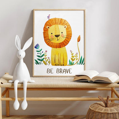 Cartoon Safari Tiere Kunstdrucke 20x25 cm Kinderzimmer