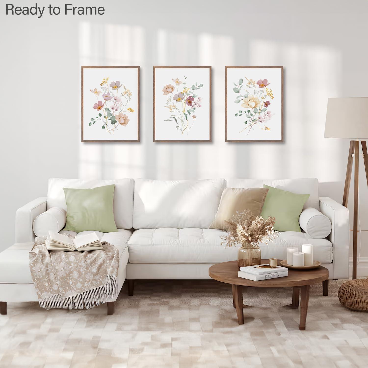 Aquarell Blumen Wandbilder 30x40 cm 3er Set Wohnzimmer Schlafzimmer Dekor