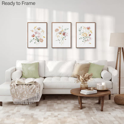 Aquarell Blumen Wandbilder 30x40 cm 3er Set Wohnzimmer Schlafzimmer Dekor