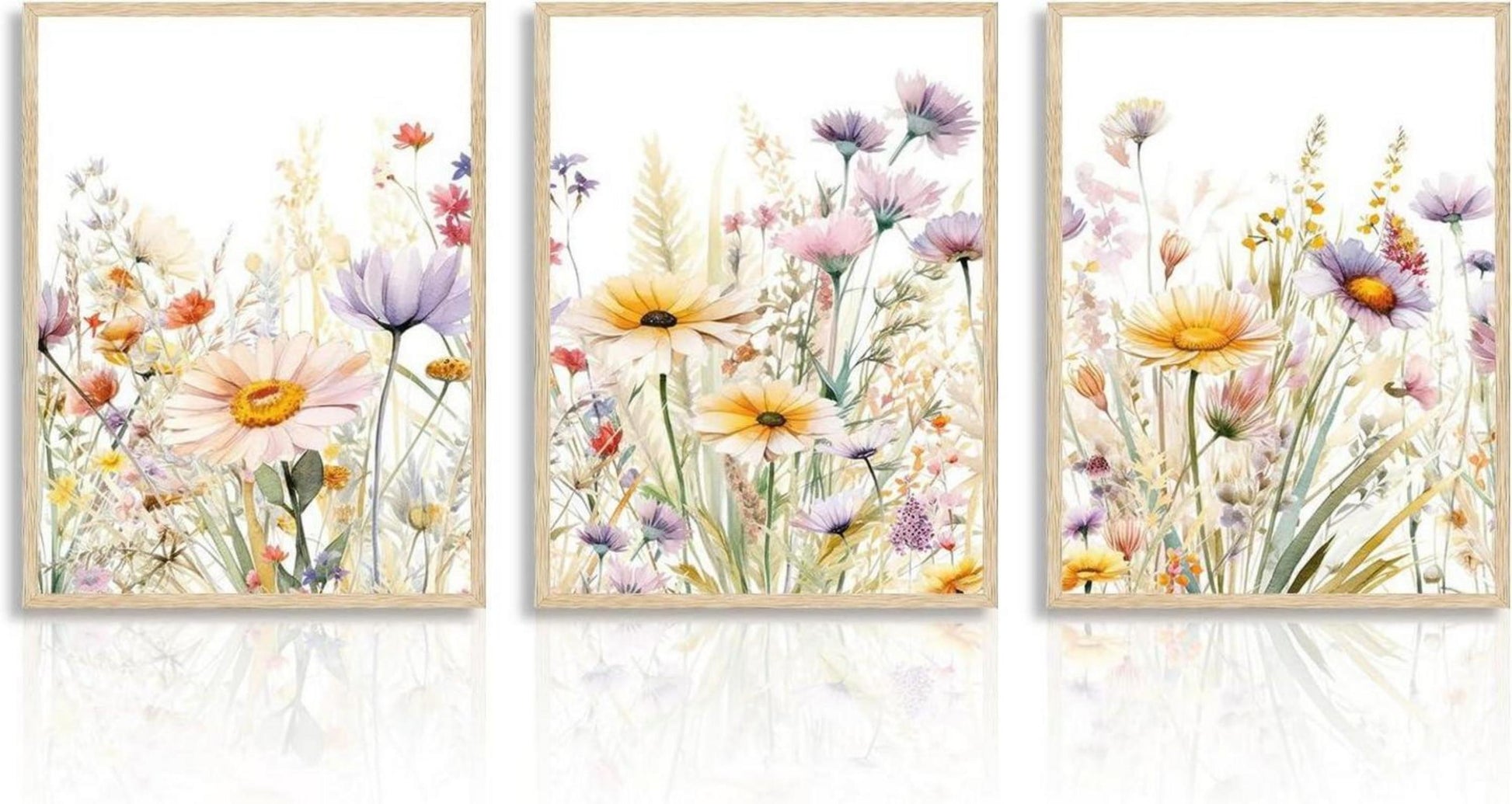 Wandbilder Wildblumen Aquarell 30x40cm Set ohne Rahmen