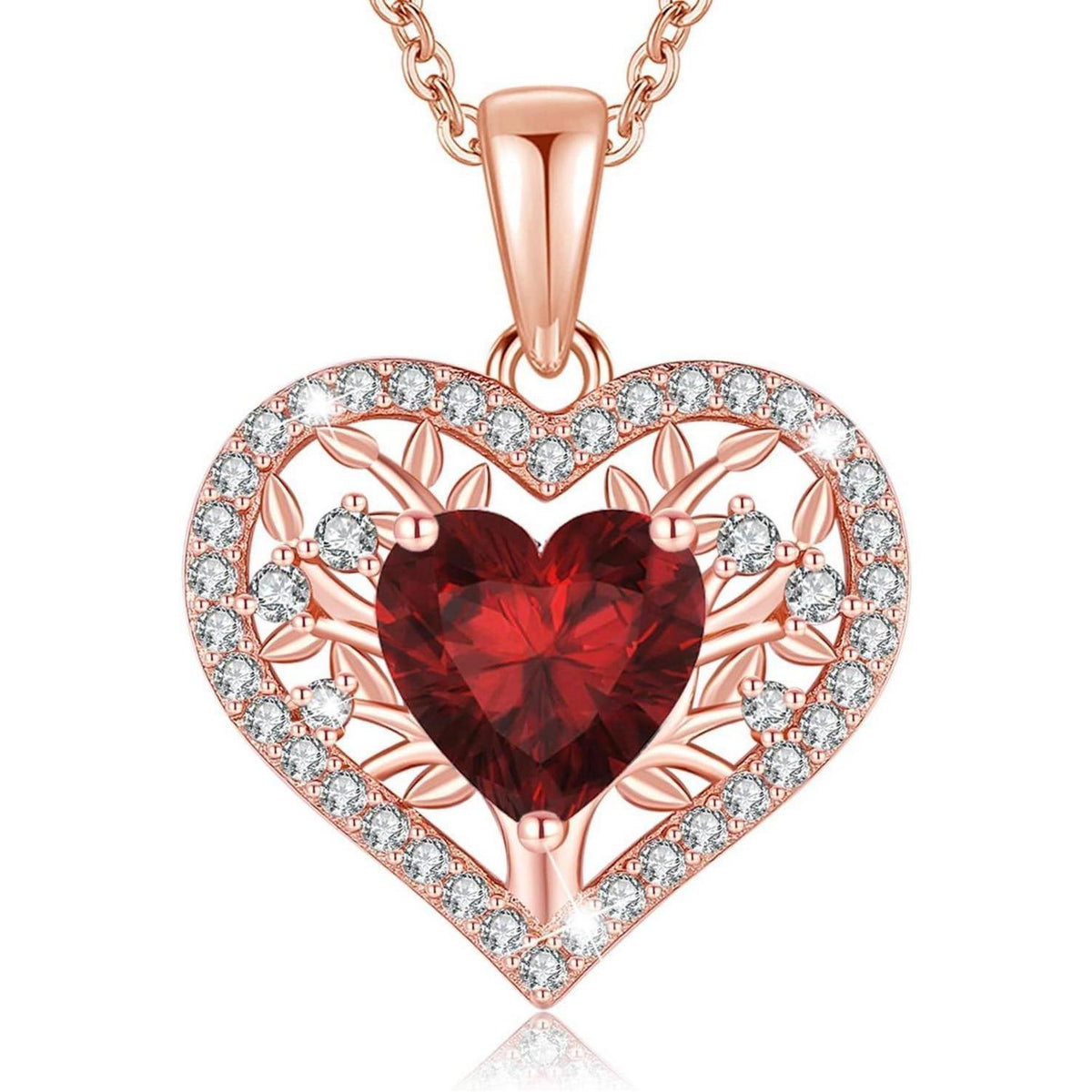 Silber Lebensbaum Herz Kette Damen 925 Sterling Geburtsstein