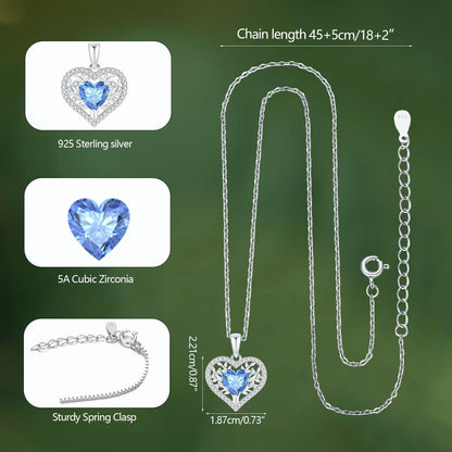 Silber Lebensbaum Herz Kette Damen 925 Sterling Silber Geburtsstein