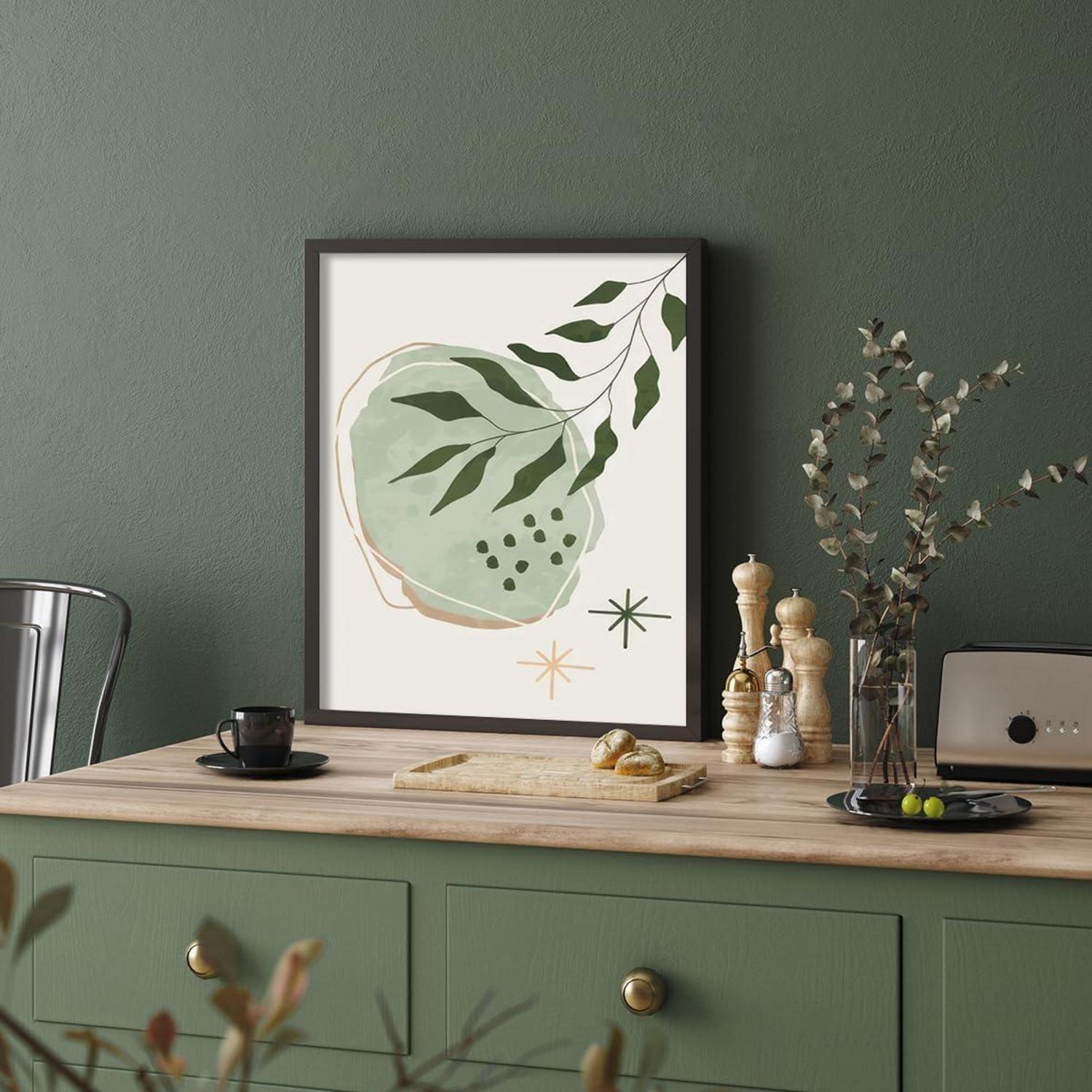 Salbeigrüne Boho Leinwandbilder Wohnzimmer Schlafzimmer Dekor 20x25cm 6er Set