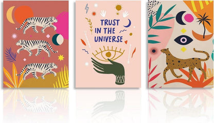 Boho Kunstdrucke Leopard Tiger Prints 30x40 cm 3er Set