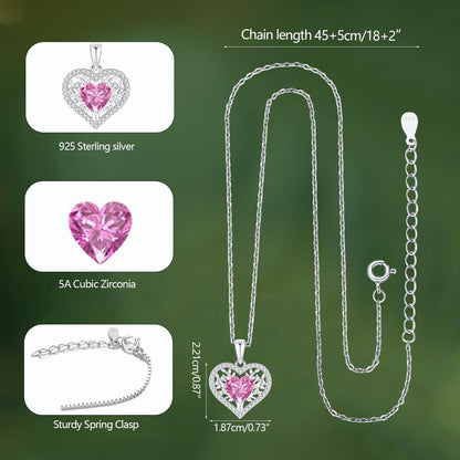 Silber Lebensbaum Herz Kette Damen 925 Sterling Geburtsstein