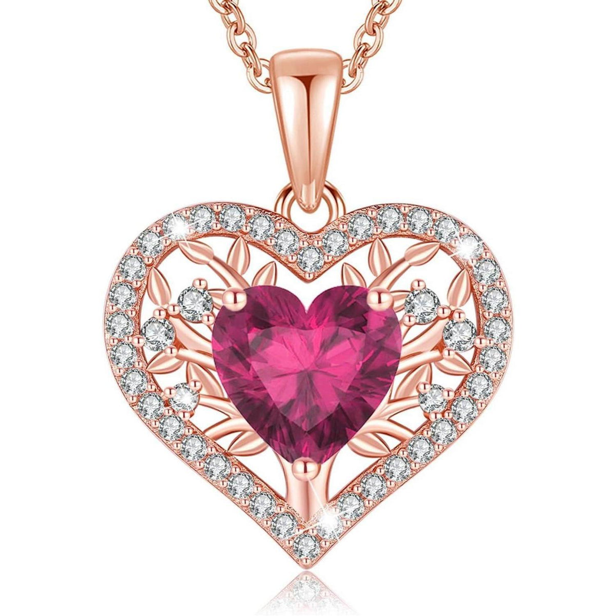 Silber Lebensbaum Herz Kette Damen mit Geburtsstein