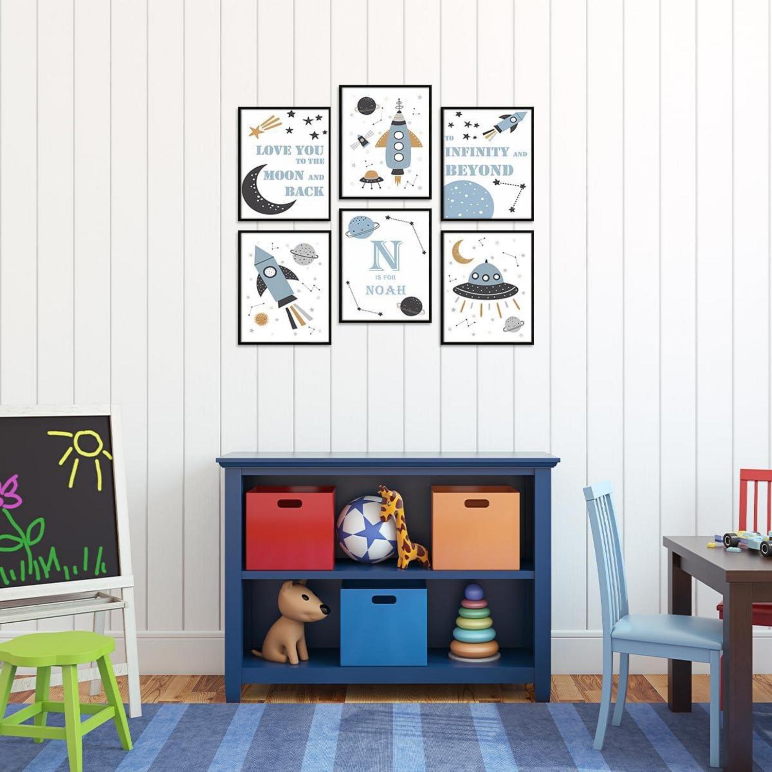 Dazzlewall Weltraum Kunstdrucke, Poster 20x25cm 6er Set für Jungen Kinderzimmer