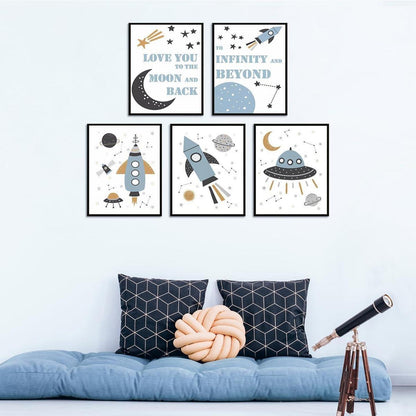 Dazzlewall Weltraum Kunstdrucke Rakete Inspirierende Zitate Kinderzimmer Dekor