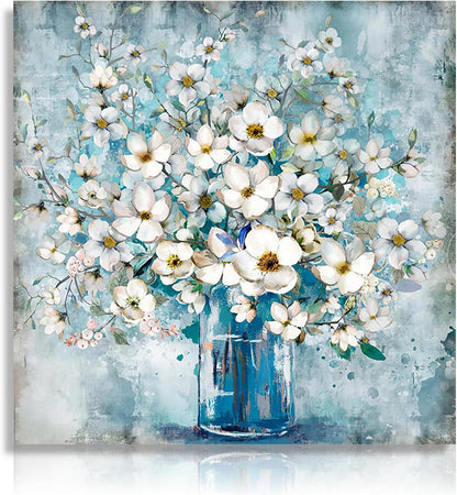 Blumen Leinwandbild Vintage Botanisch Wanddeko 40x40 Ohne Rahmen