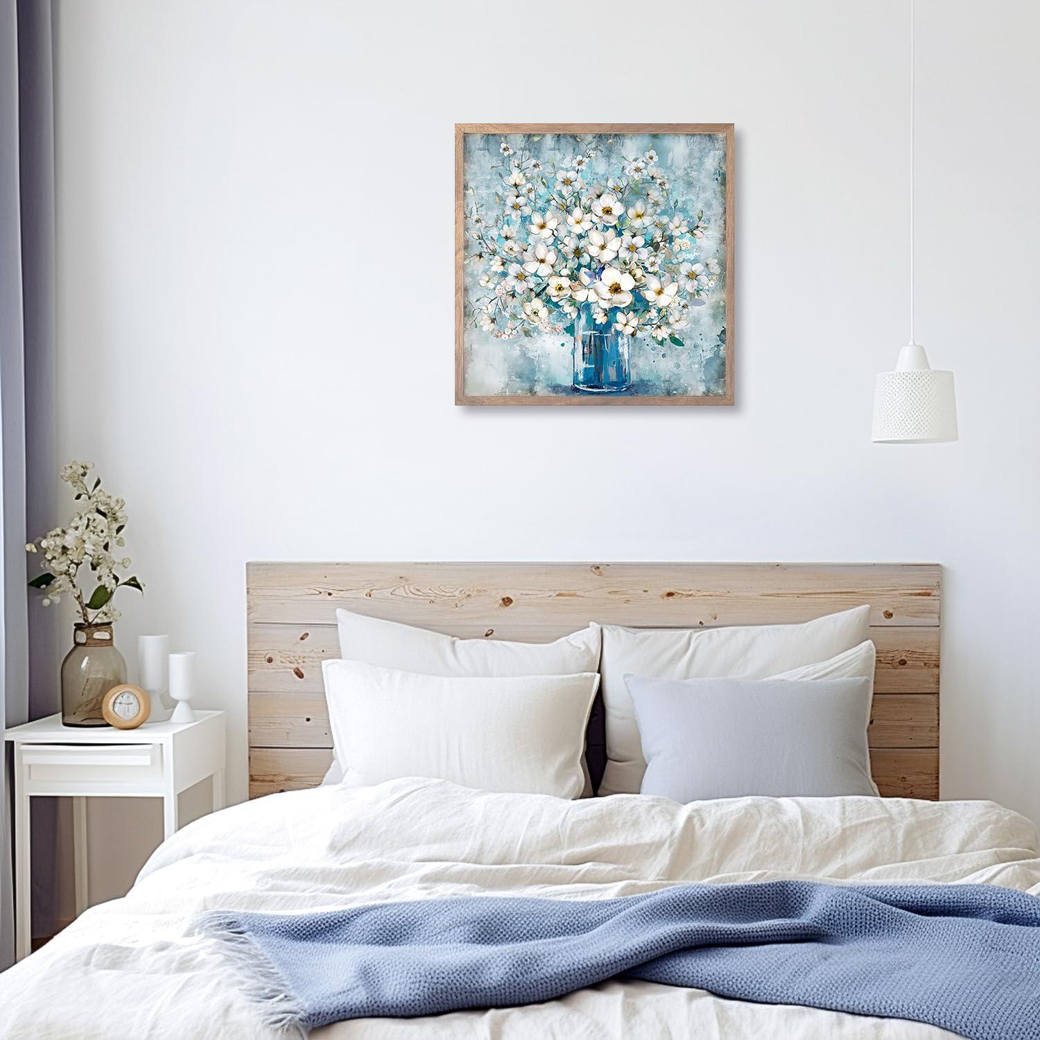 Vintage Blumen Leinwandbild 40x40 cm ohne Rahmen - Botanische Wanddekoration