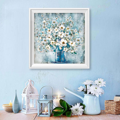 Blumen Leinwand Bild - Rustikales Vintage Ölgemälde 40x40 cm