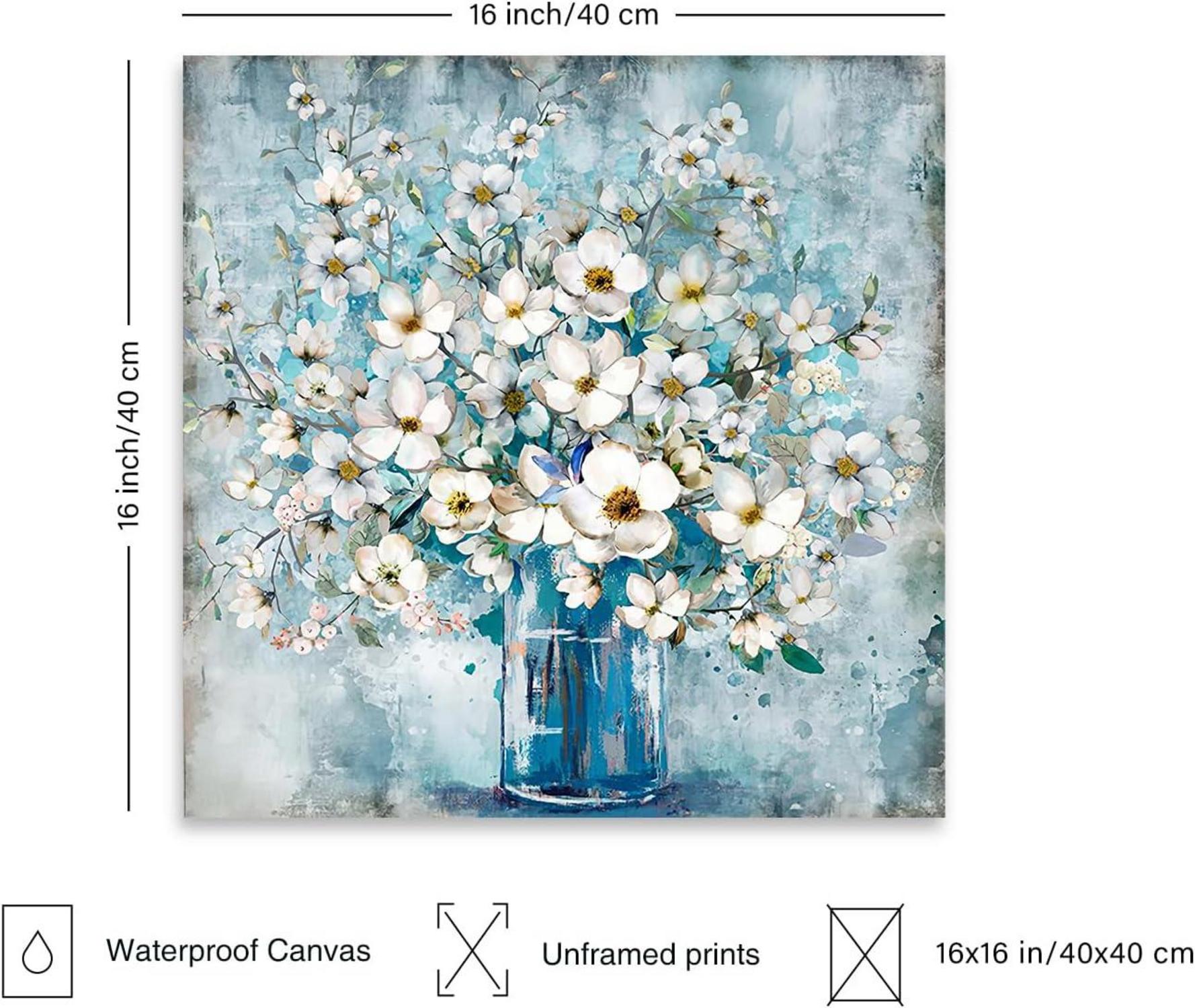 Dazzlewall Vintage Blumen Leinwandbilder Vase Ölgemälde Rustikales