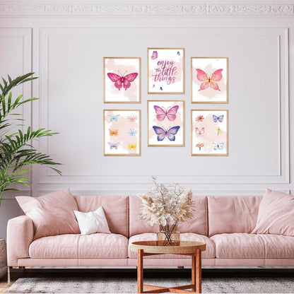 Aquarell Schmetterling Poster Set 20x25cm Motivationszitate 6er-Set