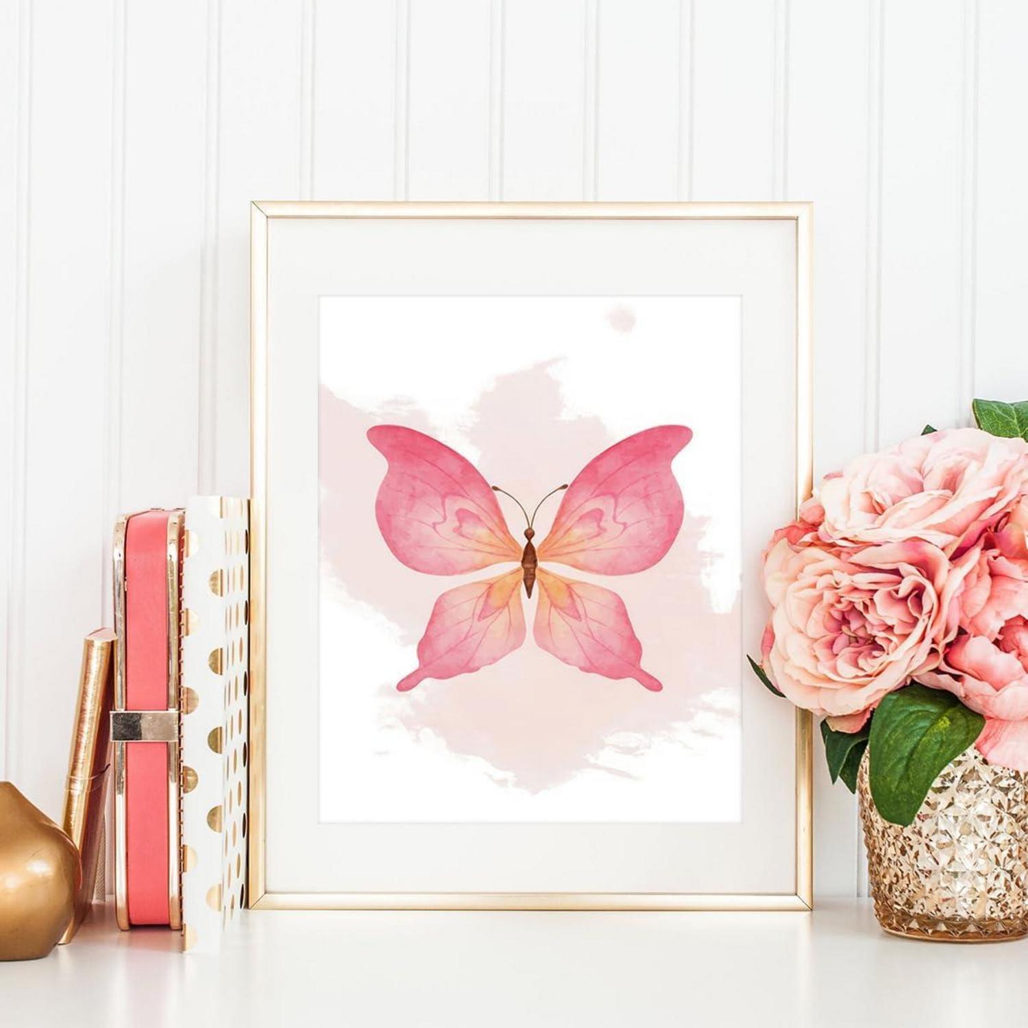 Aquarell Schmetterling Poster Motivationszitate Wandbilder 20x25 cm 6er Set