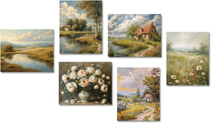 Vintage Bauernhaus Leinwand Poster Botanische Kunstdrucke 20x25 cm 6er