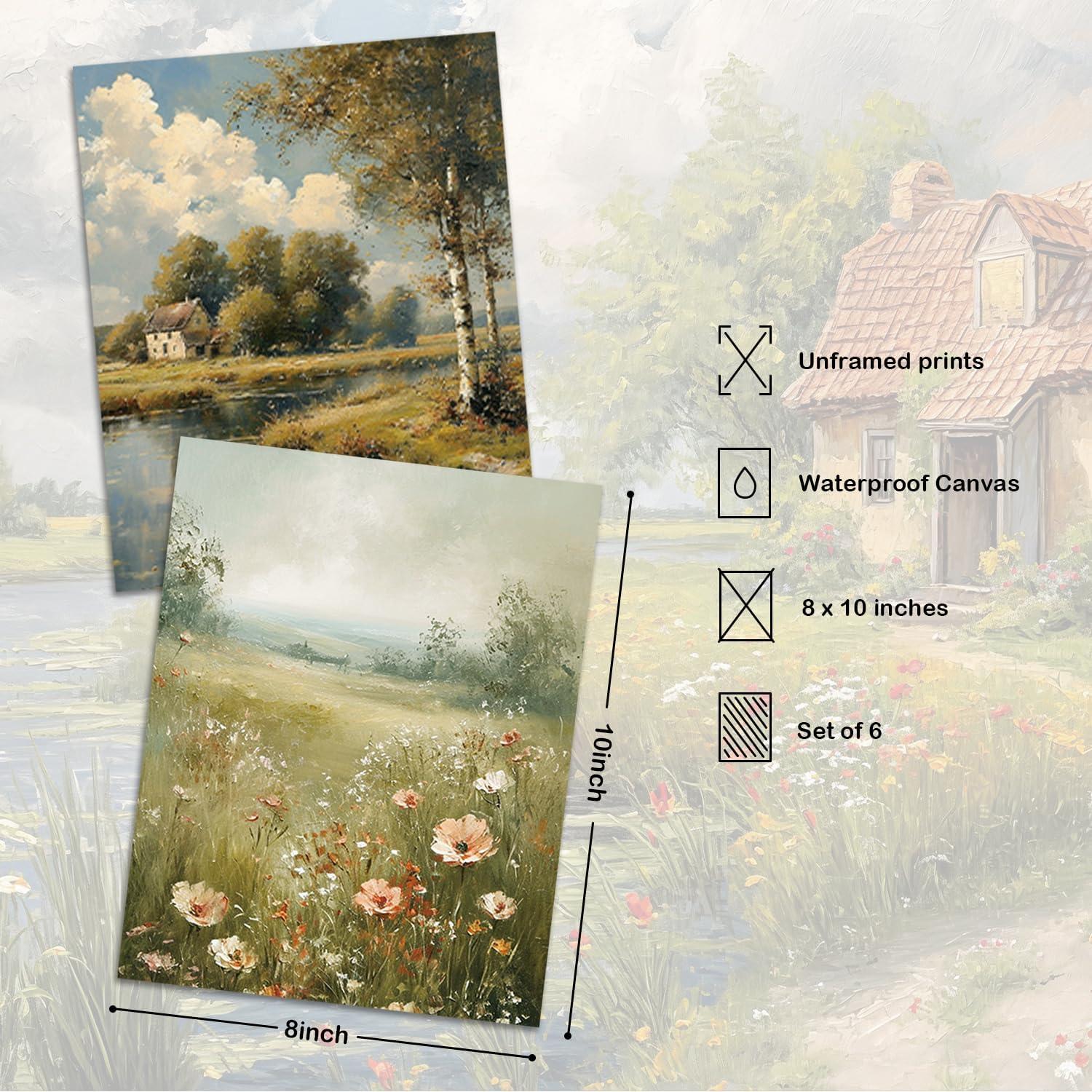 Vintage Französischer Landhausstil Leinwand Poster 20x25 cm 6er Set