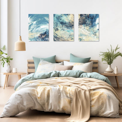 Abstrakte Ozean Himmel Leinwanddrucke Poster Set 30X40 cm 3er-Pack