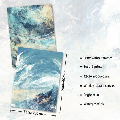 Dazzlewall Abstrakte Ozean Himmel Poster Set 30x40 cm 3er Wandbilder