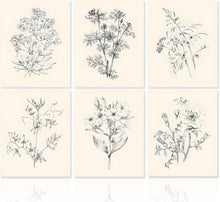 Vintage Blumen Leinwand Bilder Wandposter Set 20x25 cm 6er Set