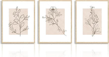 Beige Botanische Wandbilder Set Minimalistisch 30x40 cm 3erBloc
