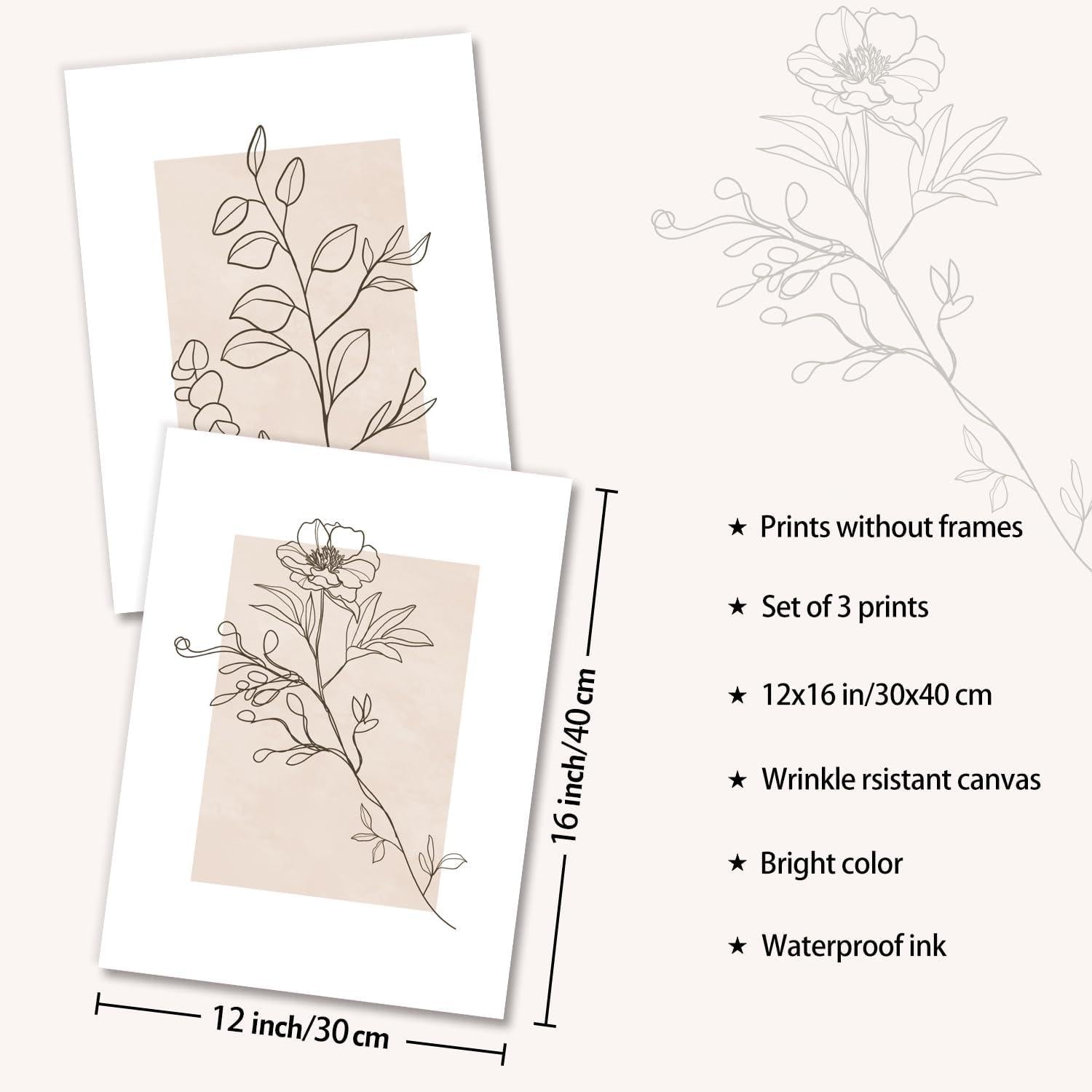 Botanische Beige Leinwand Bilder Abstrakt 30x40cm Wohnzimmer