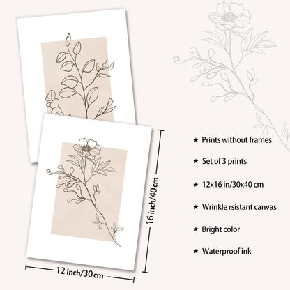Botanische Beige Leinwand Bilder Abstrakt 30x40cm Wohnzimmer