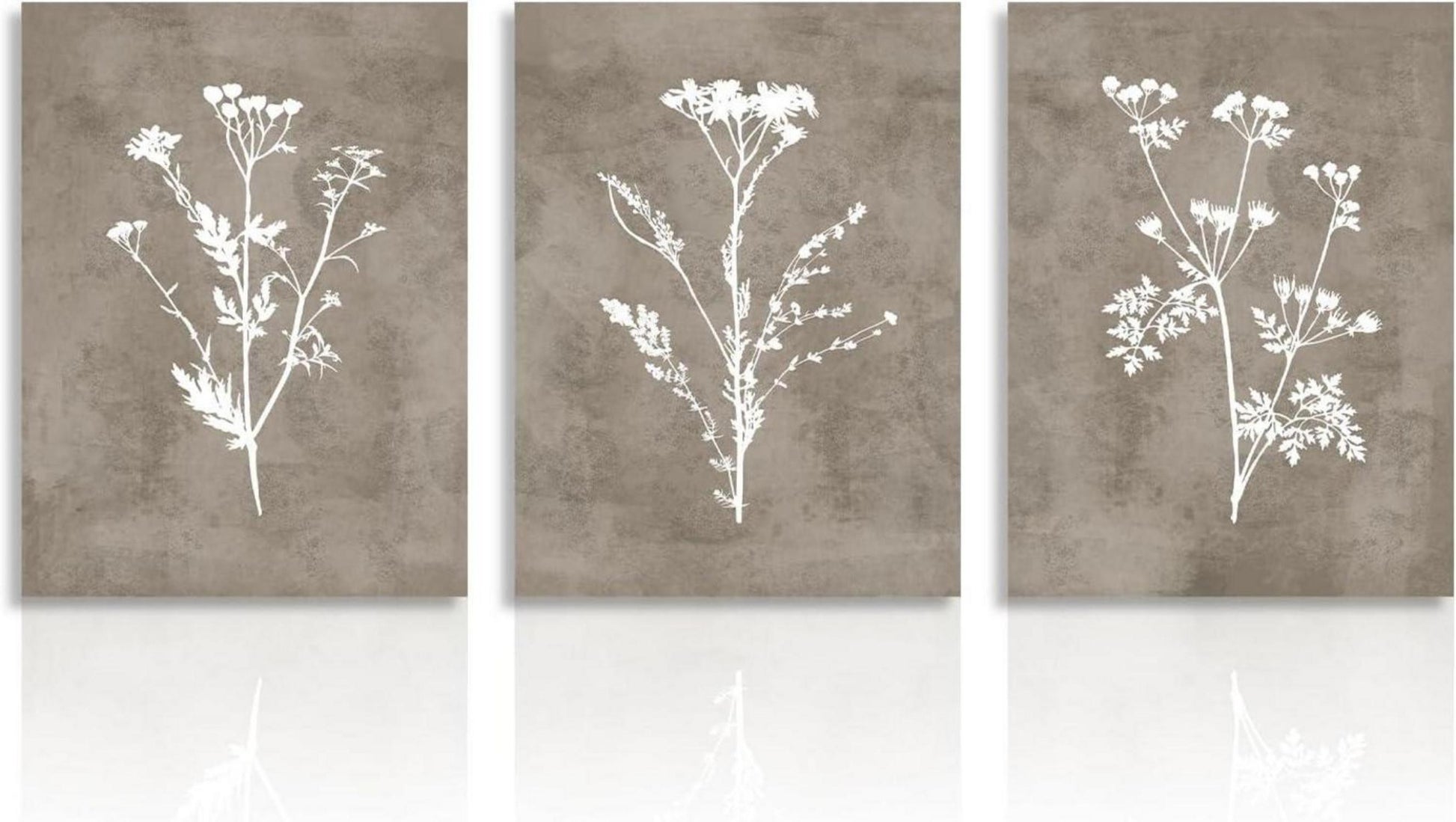 Boho Vintage Botanical Leinwandbilder Blumen Wandbilder 30x40cm 3er