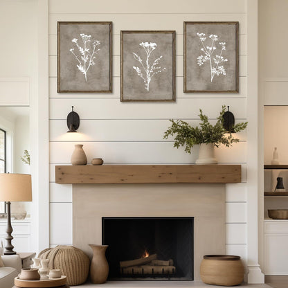 Boho Vintage Botanical Leinwand Bilder 30x40cm 3er Set