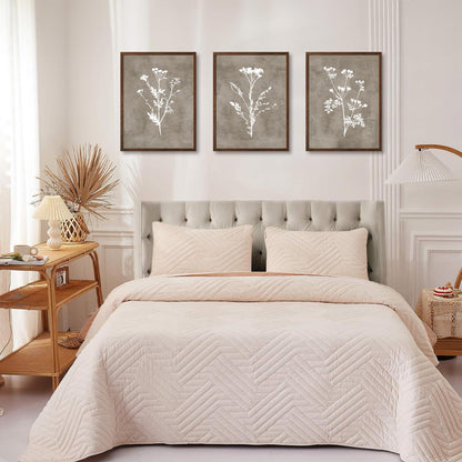 Boho Vintage Botanical Leinwandbilder Blumen Wandbilder 30x40cm 3er
