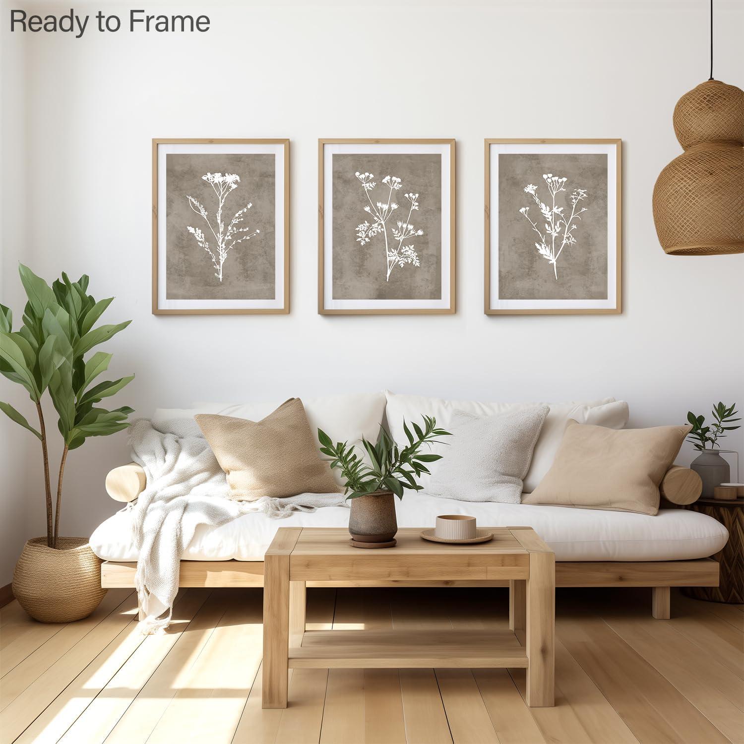 Boho Vintage Leinwand Bilder Blumen Wandbilder Bauernhaus Dekor 30x40cm 3er Set