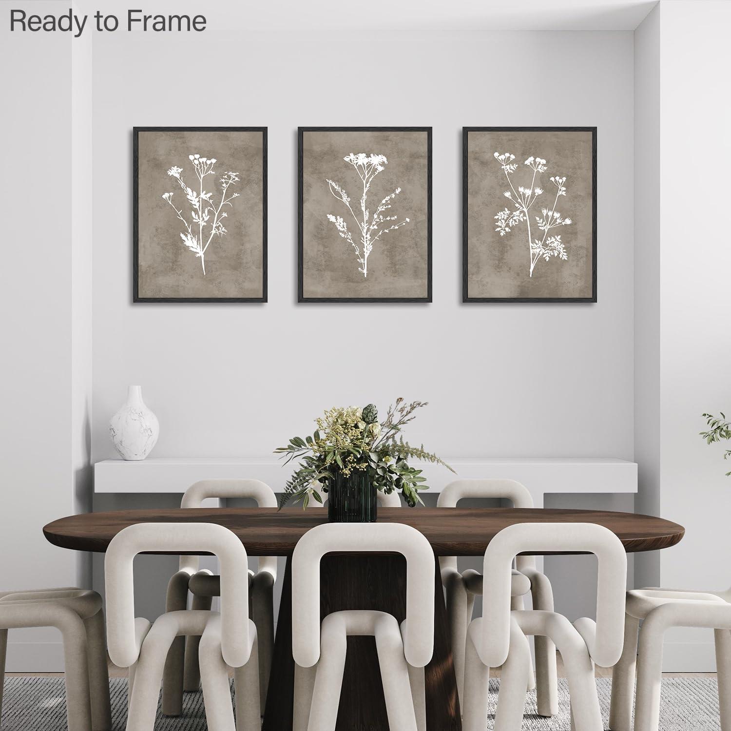 Boho Vintage Botanical Blumen Wandbilder 30x40cm 3er Set